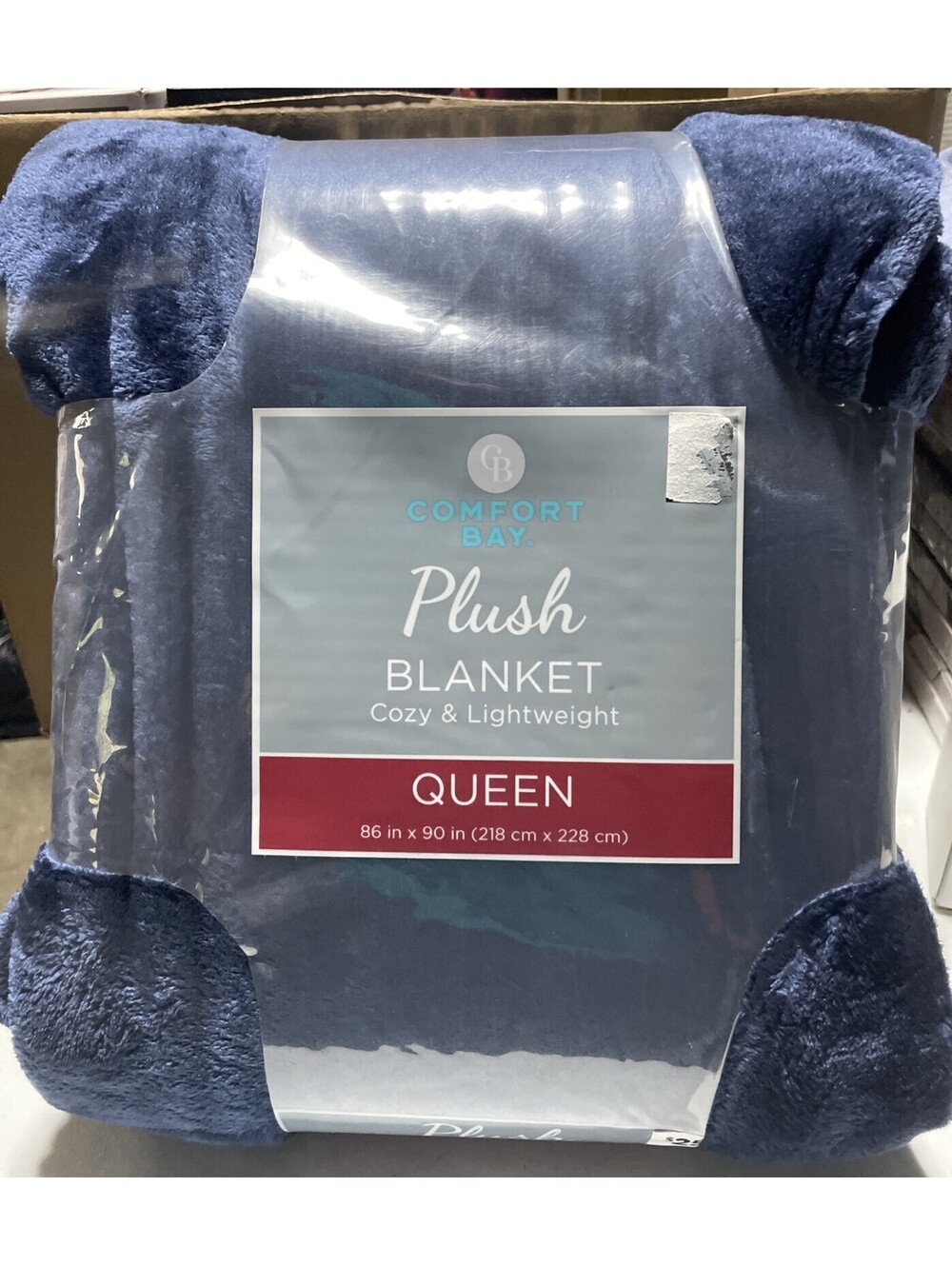 Comfort Bay Plush Blanket Navy Blue Queen Size Cozy Lightweight 86”X 90" New
